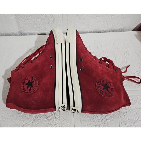 Converse Chuck Taylor Suede Lux Wedge Heel High Top Womens 9 Burgundy Sneaker - Picture 5 of 16